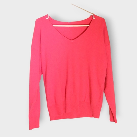 WOMENS PINK SIZE LARGE V NECK SWEATER - Picture 2 of 3